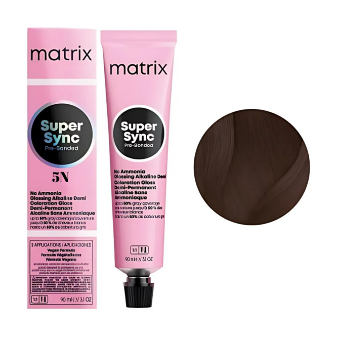 5N Тонер для волосся на лужній основі без аміаку, 90 мл SUPER SYNC  Pre-Bonded MATRIX