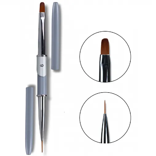 Пензлик двосторонній, (гель 9мм + лайнер 11мм) №9 NEW SAGA Professional