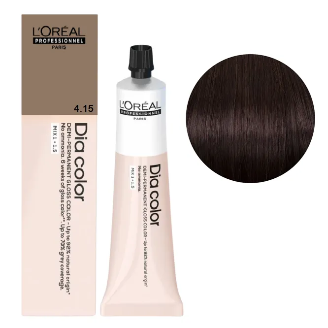 4/15 Фарба тонуюча на лужній основі без аміаку, 60мл Alkaline Demi-permanent cream color Dia Color L`Oreal Professionnel