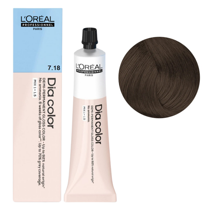 7/18 Фарба тонуюча на лужній основі без аміаку, 60мл Alkaline Demi-permanent cream color Dia Color L`Oreal Professionnel
