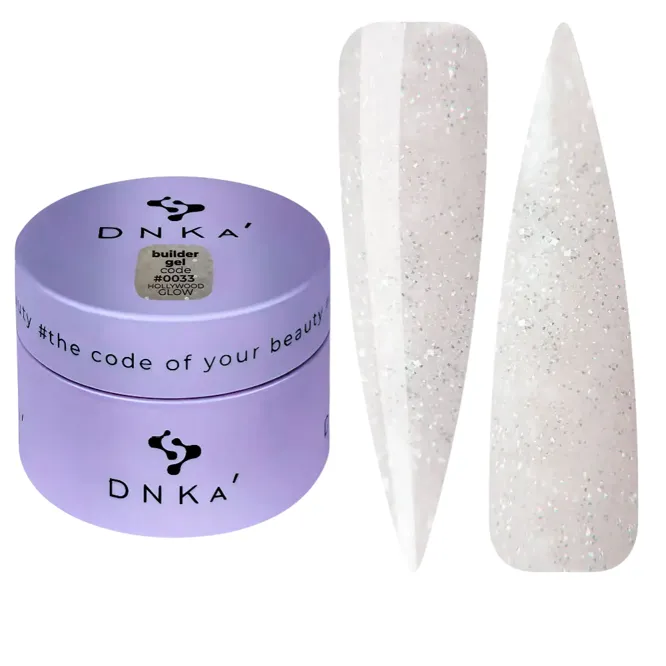 DNKa Builder gel Гель для нарощування нігтів зі світловідбиваючими блискітками  30мл №33 Hollywood Glow
