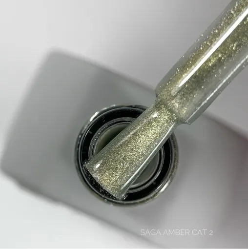 Гель-лак котяче око, 10 мл №02 Amber Cat Gel Polish SAGA Professional