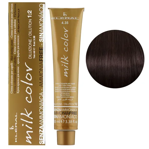 4/35 Шатен мокко Крем-фарба для волосся перманентна без аміаку, 100 мл Milk Color KLERAL System