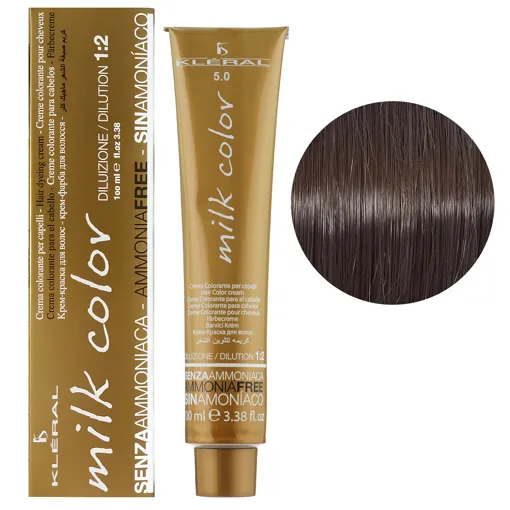 5/0 Світло-каштановий Крем-фарба для волосся перманентна без аміаку, 100 мл Milk Color KLERAL System