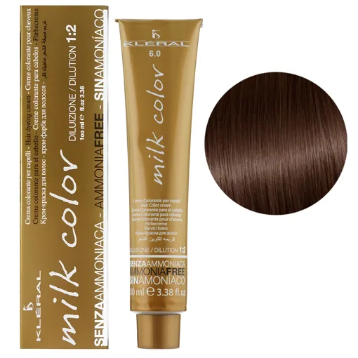 6/0 Темно-русявий Крем-фарба для волосся перманентна без аміаку, 100 мл Milk Color KLERAL System
