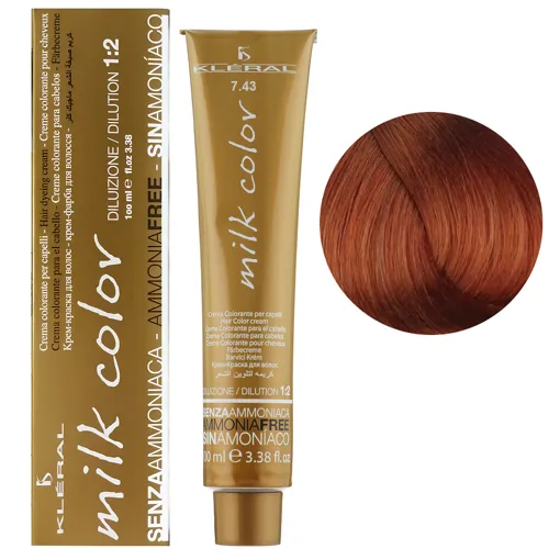 7/43 Блондин мідний золотистий Крем-фарба для волосся перманентна без аміаку, 100 мл Milk Color KLERAL System
