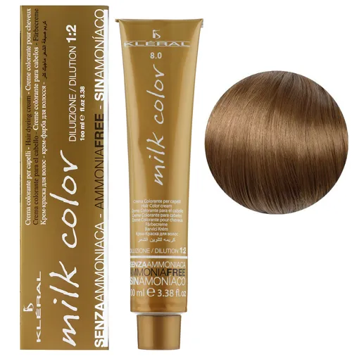 8/0 Світло-русявий Крем-фарба для волосся перманентна без аміаку, 100 мл Milk Color KLERAL System