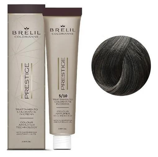 5/10 Крем-фарба для волосся перманентна з низьким вмістом аміаку, 100мл  Colorianne Prestige BRELIL Professional
