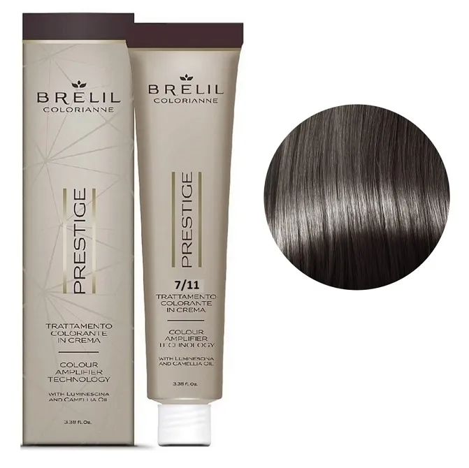7/11 Крем-фарба для волосся перманентна з низьким вмістом аміаку, 100мл  Colorianne Prestige BRELIL Professional