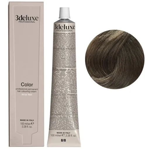 8/8 блондин світло-коричневий Фарба для волосся, 100 мл Permanent Hair Color 3Deluxe Professional