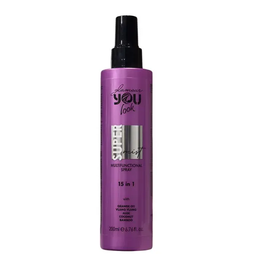 Спрей 15 в 1 багатофункціональний зволожувальний захисний миттевої дії, 200 мл Multifunctional Spray SUPER mist Glamour YOU LOOK Professional