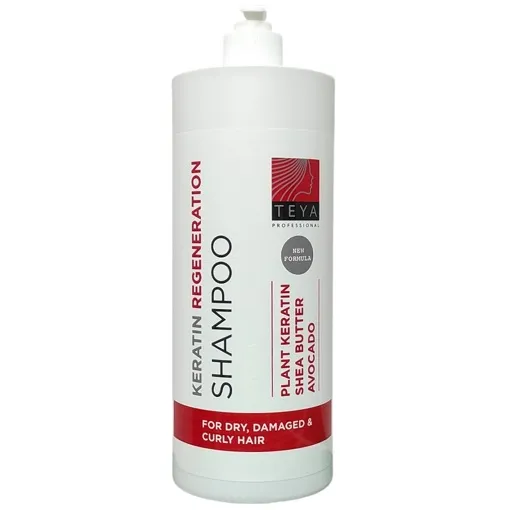 Шампунь кератинова регенерація (pH 5.4) для відновлення пошкодженого волосся (з дозатором), 1000 мл KERATIN REGENERATION Shampoo TEYA Professional
