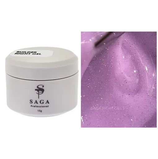 Гель для нарощування та укріплення нігтів зі світловідбиваючим ефектом, 15 мл №03 Night Builder Gel SAGA Professional