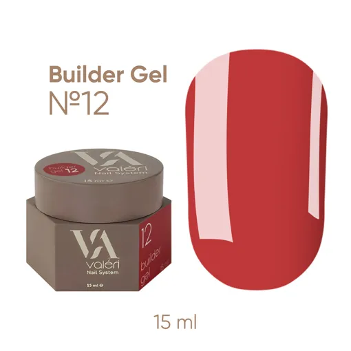 VALERI Builder Gel Гель для нарощування 15 мл №012 Червоний