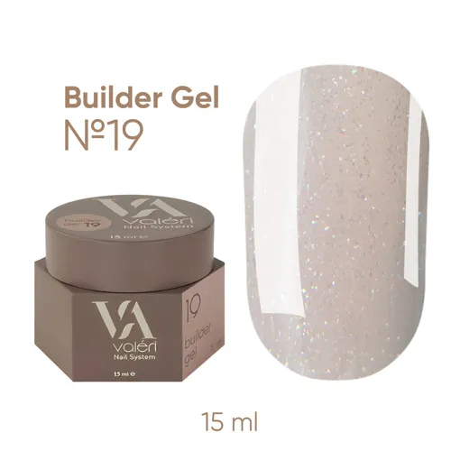 VALERI Builder Gel Гель для нарощування з шимером 15 мл №019 Теплий молочно-рожевий