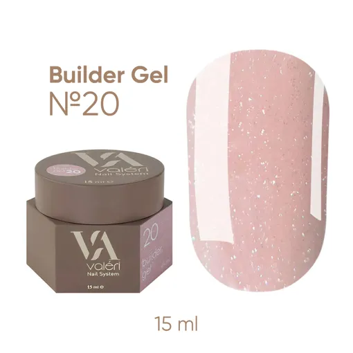 VALERI Builder Gel Гель для нарощування з шимером 15 мл №020 Пудрово-рожевий