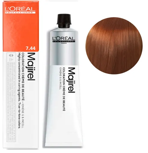 7/44 Блондин мідний інтенсивний Фарба для волосся стійка, 60 мл  Majirel L`Oreal Professionnel (оновлений формат)