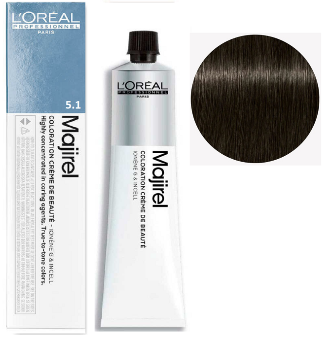 5/1 Світло-коричневий попелястий Фарба для волосся стійка, 60 мл  Majirel L`Oreal Professionnel (оновлений формат)