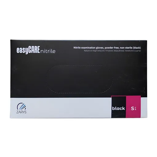 Рукавички нітрилові, нестерильні, неприпудрені, розмір S (100 шт), колір: ЧОРНИЙ easyCARE nitrile black ZARYS