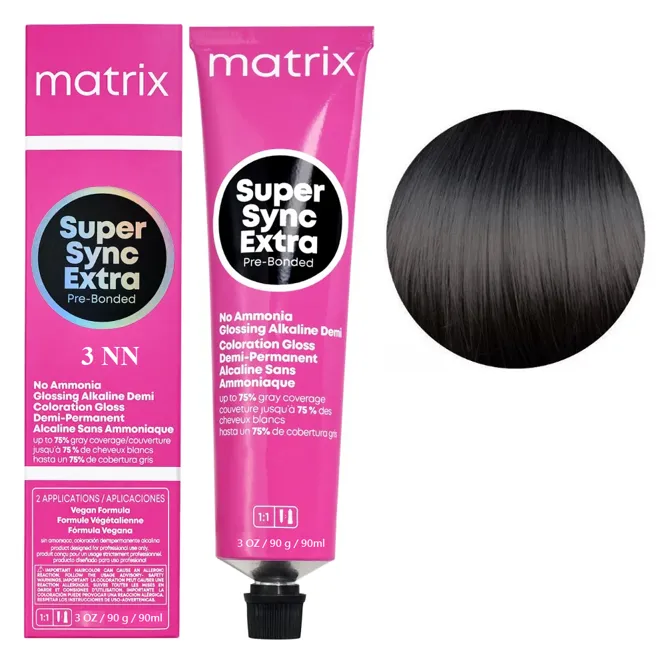 3NN Темний шатен натуральний інтенсивний Тонер для волосся на лужній основі без аміаку, 90 мл SUPER SYNC  EXTRA Pre-Bonded MATRIX  