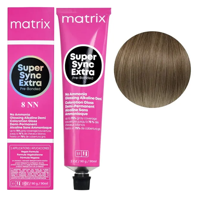 8NN Світлий блондин натуральний інтенсивний Тонер для волосся на лужній основі без аміаку, 90 мл SUPER SYNC EXTRA  Pre-Bonded MATRIX