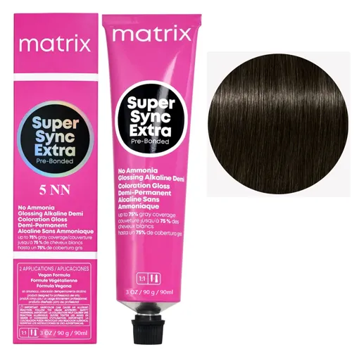 5NN Світлий шатен натуральний інтенсивний Тонер для волосся на лужній основі без аміаку, 90 мл SUPER SYNC  EXTRA  Pre-Bonded MATRIX  