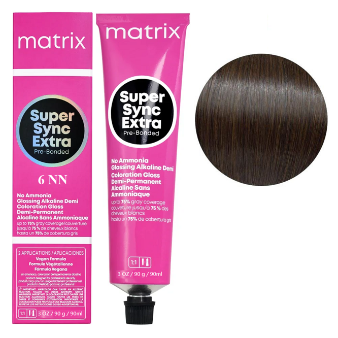 6NN Темний блондин натуральний інтенсивний Тонер для волосся на лужній основі без аміаку, 90 мл SUPER SYNC EXTRA Pre-Bonded MATRIX  