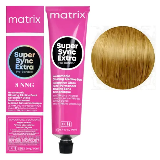 8NNG Світлий блондин натурально-золотистий інтенсивний Тонер для волосся на лужній основі без аміаку, 90 мл SUPER SYNC EXTRA Pre-Bonded MATRIX