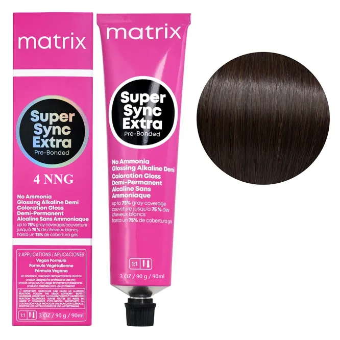 4NNG Шатен натурально-золотистий інтенсивний Тонер для волосся на лужній основі без аміаку, 90 мл SUPER SYNC EXTRA  Pre-Bonded MATRIX