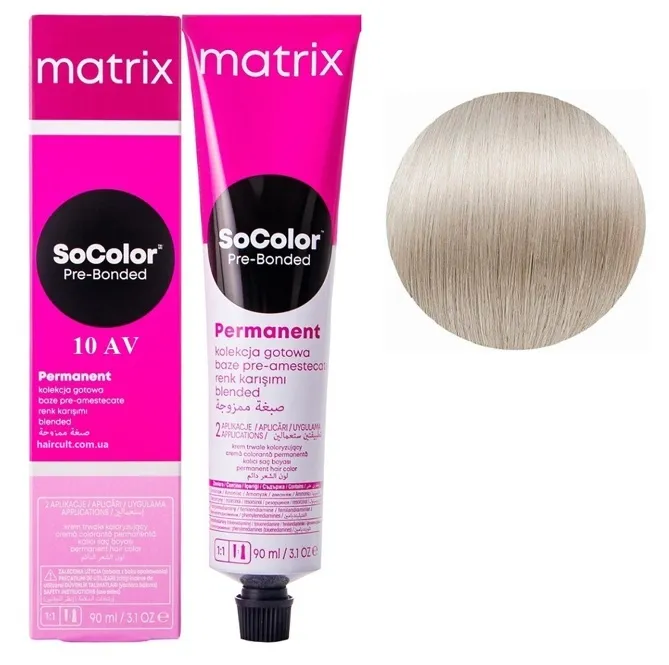 10AV екстрасвітлий блондин попелясто-фіолетовий Крем-фарба для волосся, 90 мл SoColor Pre-Bonded MATRIX (оновлений дизайн)