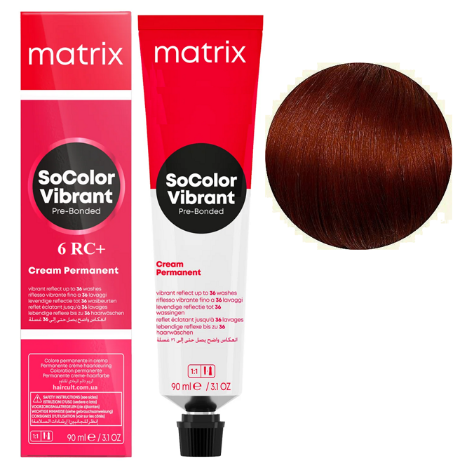 6RC+ темний блондин червоно-мідний Крем-фарба для волосся, 90 мл SoColor Pre-Bonded MATRIX (оновлений дизайн)