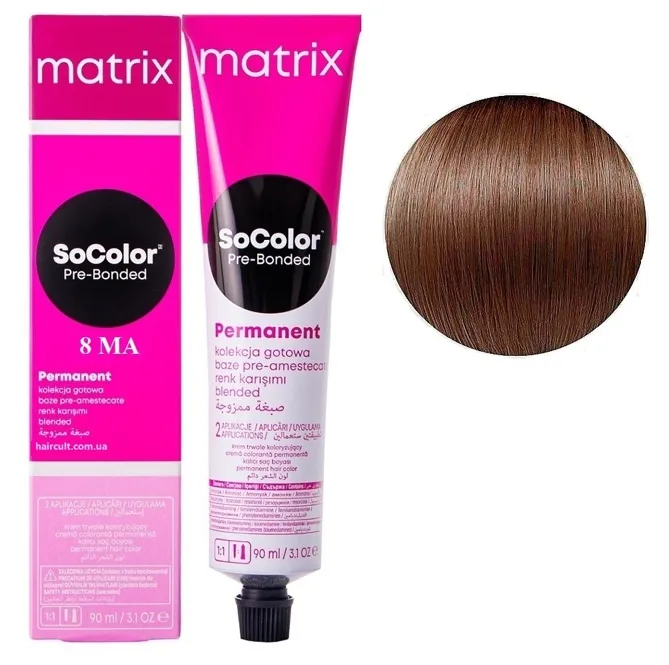 8MA світлий блондин мокка попелястий Крем-фарба для волосся, 90 мл SoColor Pre-Bonded MATRIX (оновлений дизайн)