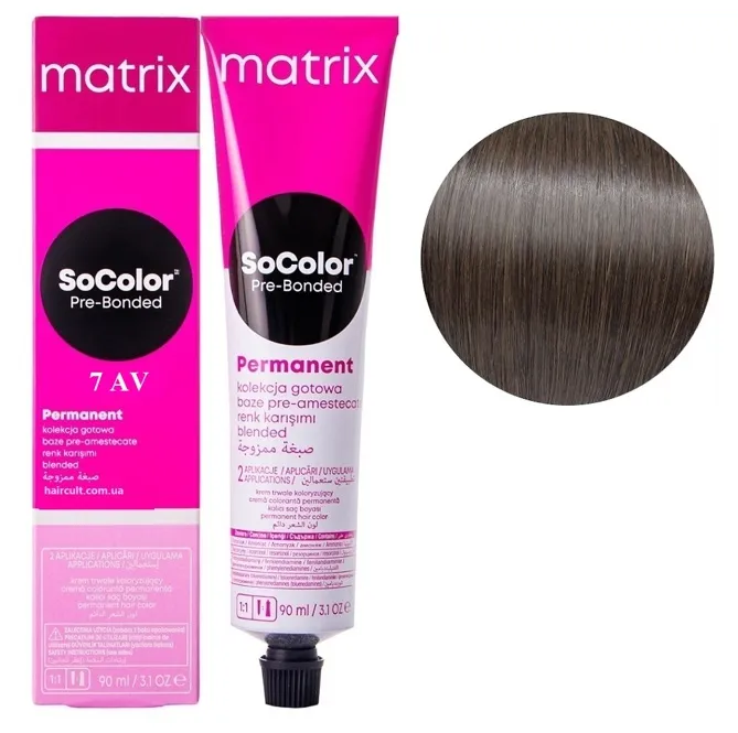 7AV блондин попелясто-фіолетовий Крем-фарба для волосся, 90 мл SoColor Pre-Bonded  MATRIX (оновлений дизайн)
