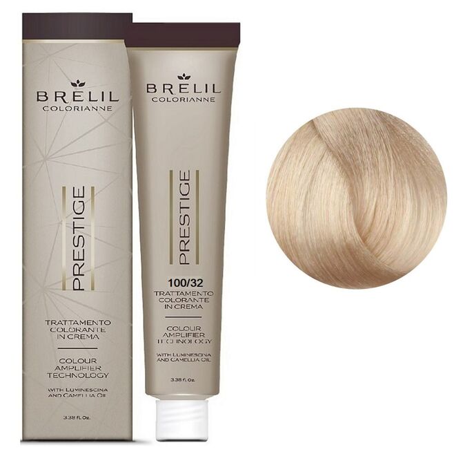 100/32 Крем-фарба для волосся перманентна з низьким вмістом аміаку, 100мл  Colorianne Prestige BRELIL Professional