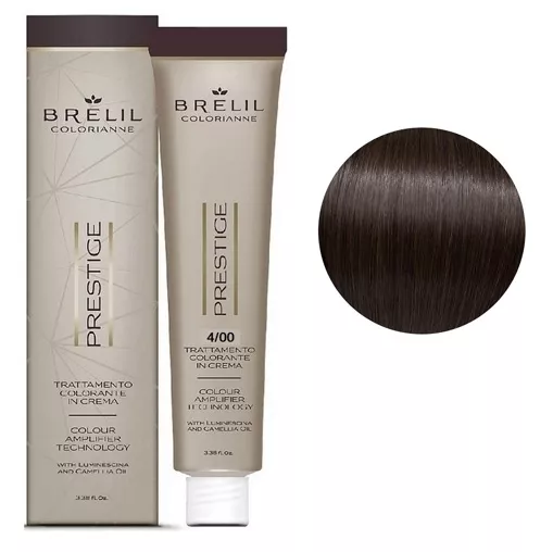 4/00 Крем-фарба для волосся перманентна з низьким вмістом аміаку, 100мл  Colorianne Prestige BRELIL Professional