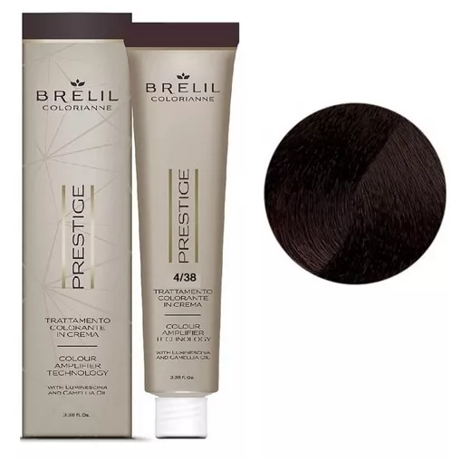 4/38 Крем-фарба для волосся перманентна з низьким вмістом аміаку, 100мл  Colorianne Prestige BRELIL Professional