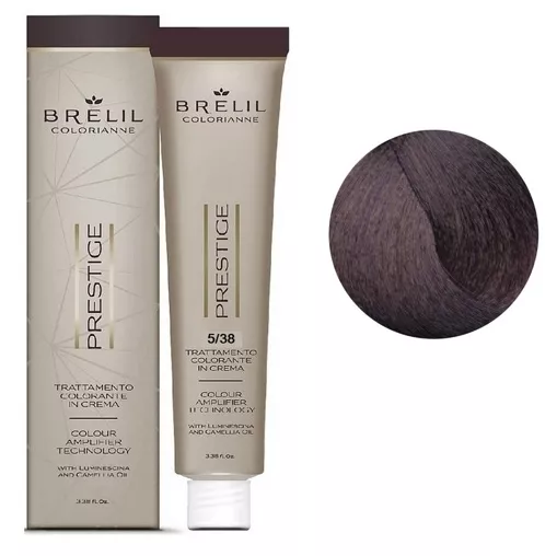 5/38 Крем-фарба для волосся перманентна з низьким вмістом аміаку, 100мл  Colorianne Prestige BRELIL Professional