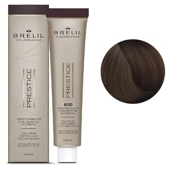 6/00 Крем-фарба для волосся перманентна з низьким вмістом аміаку, 100мл  Colorianne Prestige BRELIL Professional