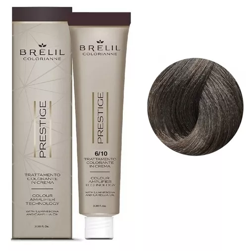 6/10 Крем-фарба для волосся перманентна з низьким вмістом аміаку, 100мл  Colorianne Prestige BRELIL Professional