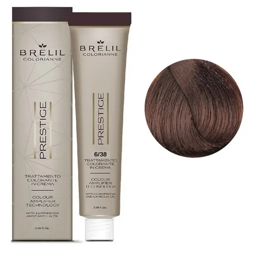 6/38 Крем-фарба для волосся перманентна з низьким вмістом аміаку, 100мл  Colorianne Prestige BRELIL Professional