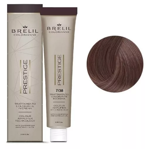 7/38 Крем-фарба для волосся перманентна з низьким вмістом аміаку, 100мл  Colorianne Prestige BRELIL Professional