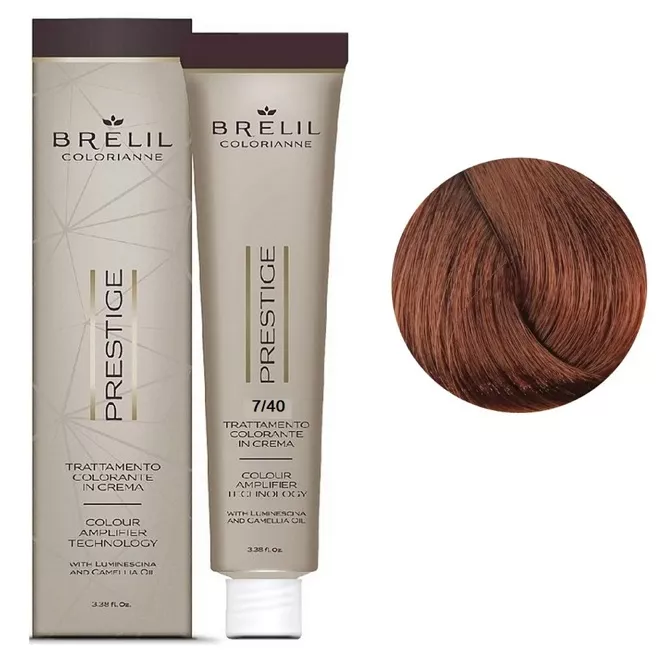 7/40 Крем-фарба для волосся перманентна з низьким вмістом аміаку, 100мл  Colorianne Prestige BRELIL Professional