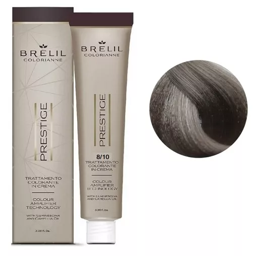 8/10 Крем-фарба для волосся перманентна з низьким вмістом аміаку, 100мл  Colorianne Prestige BRELIL Professional