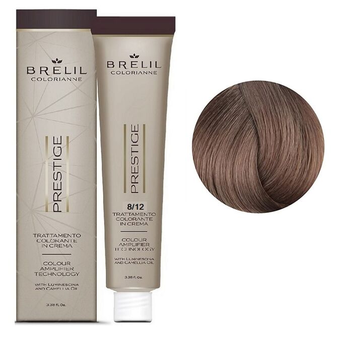 8/12 Крем-фарба для волосся перманентна з низьким вмістом аміаку, 100мл  Colorianne Prestige BRELIL Professional