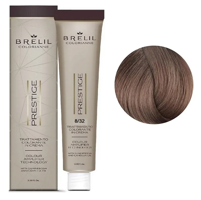 8/32 Крем-фарба для волосся перманентна з низьким вмістом аміаку, 100мл  Colorianne Prestige BRELIL Professional