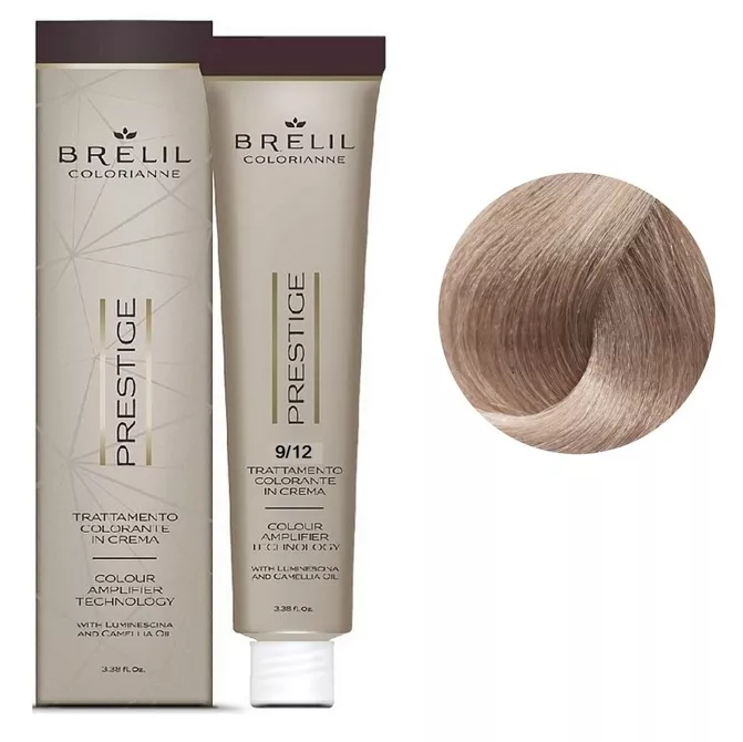 9/12 Крем-фарба для волосся перманентна з низьким вмістом аміаку, 100мл  Colorianne Prestige BRELIL Professional