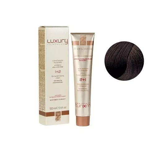 4 Середньо-коричневий Крем-фарба для волосся з білим чаєм та екстрактом орхідеї, 100 мл LUXURY Haircolor GREEN LIGHT
