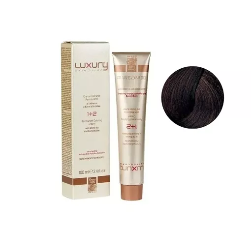 4/3 Середньо-коричневий золотистий  Крем-фарба для волосся з білим чаєм та екстрактом орхідеї, 100 мл LUXURY Haircolor GREEN LIGHT