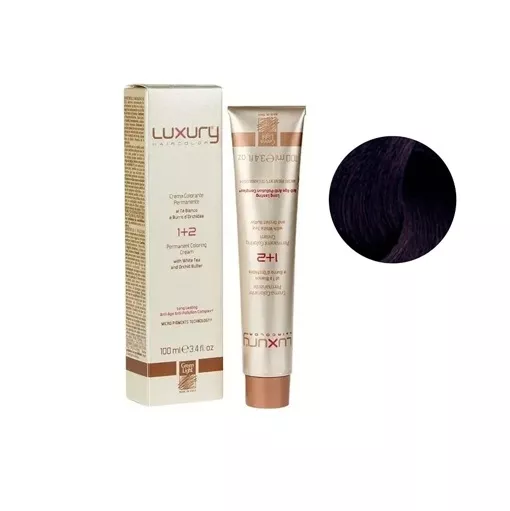 4/62 Середньо-коричневий червоно-фіолетовий Крем-фарба для волосся з білим чаєм та екстрактом орхідеї, 100 мл LUXURY Haircolor GREEN LIGHT