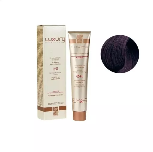 5/2 Світло-коричневий фіолетовий Крем-фарба для волосся з білим чаєм та екстрактом орхідеї, 100 мл LUXURY Haircolor GREEN LIGHT